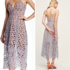 Elliatt Tingle Floral Lace Midi Dress In Lilac/Nude